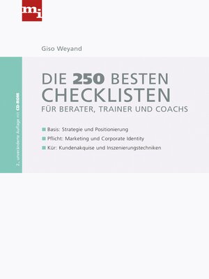 cover image of Die 250 besten Checklisten für Berater, Trainer und Coaches